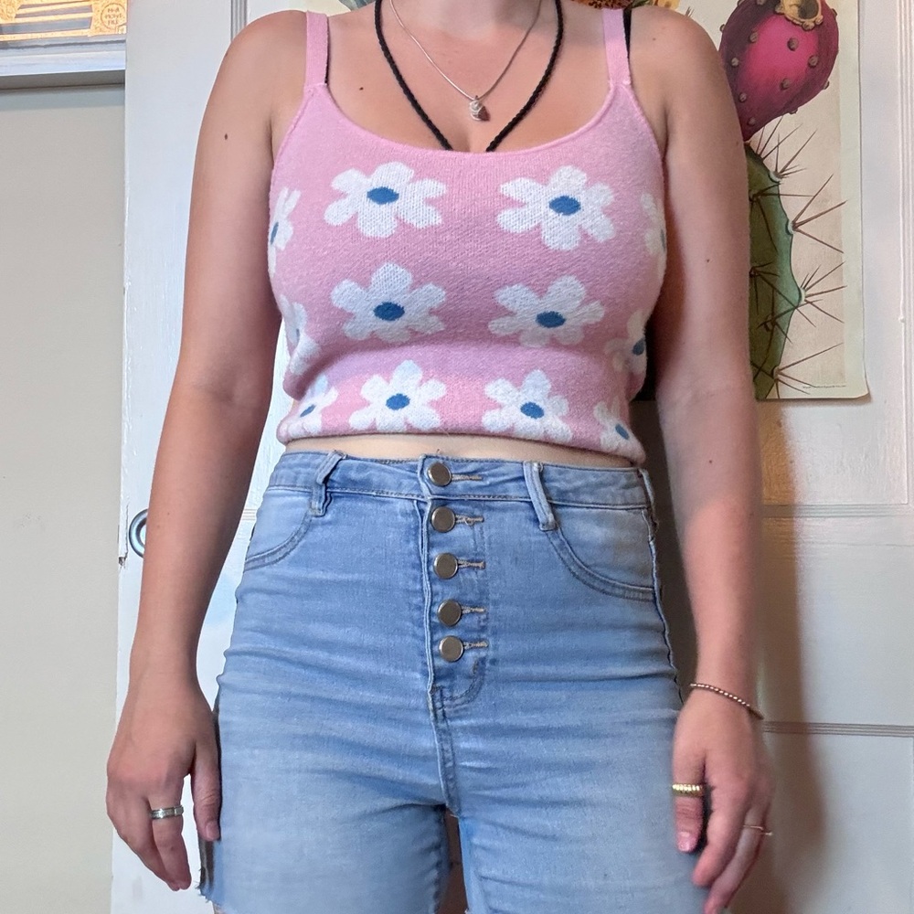 Pink Floral Tank Top